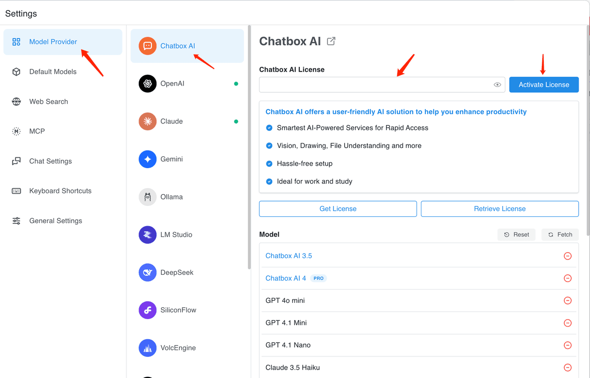 Chatbox Desktop App settings
